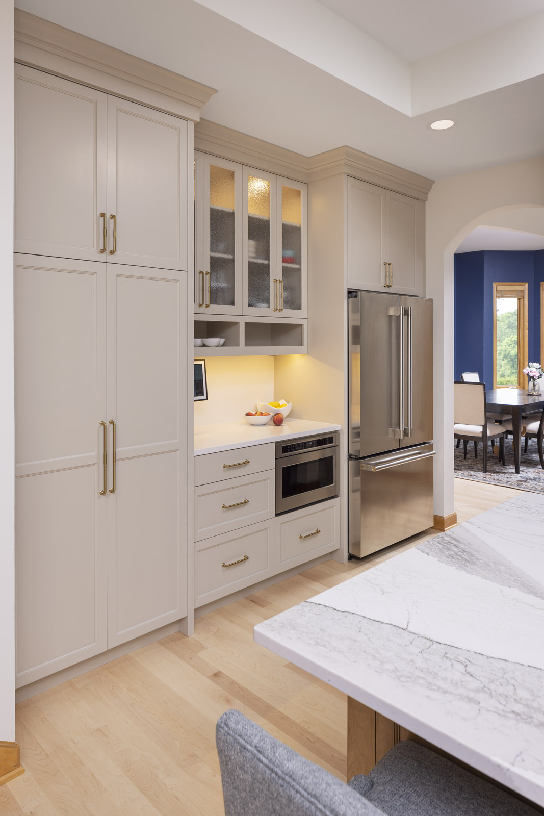 AMEK Inver Grove Heights kitichen remodel with custom cabinetry and buffet area.