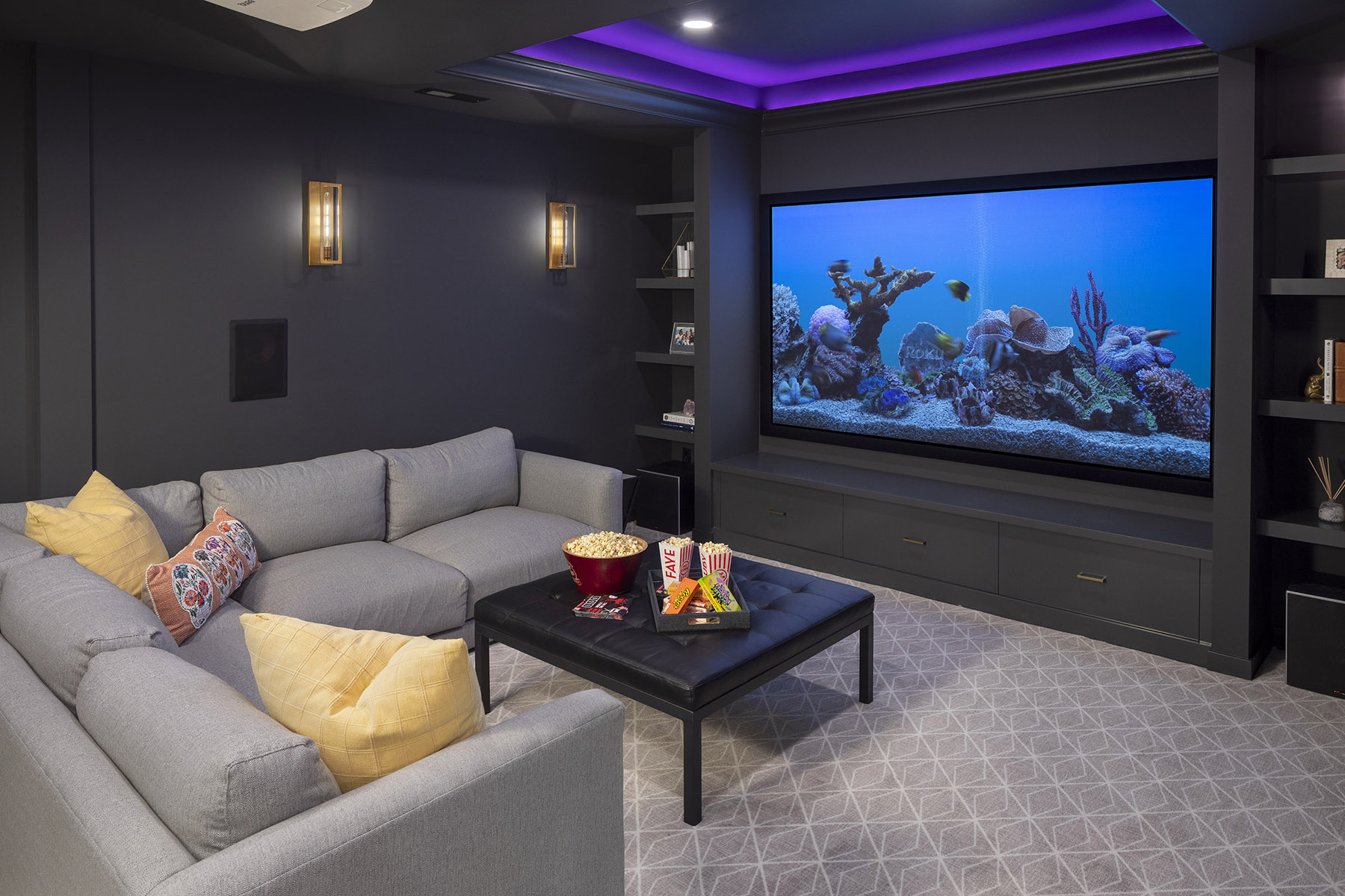 Finished lower level living space in a Twin Cities whole home remodel by AMEK